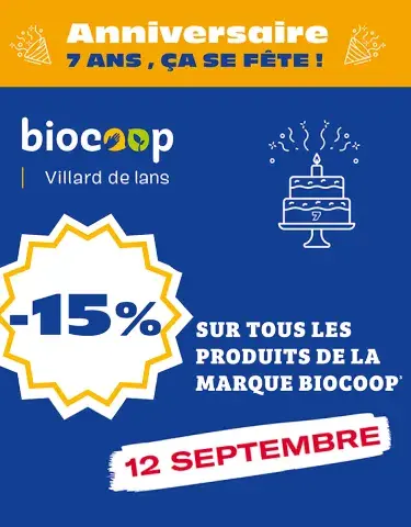 Anniversaire : -15% sur les produits Biocoop