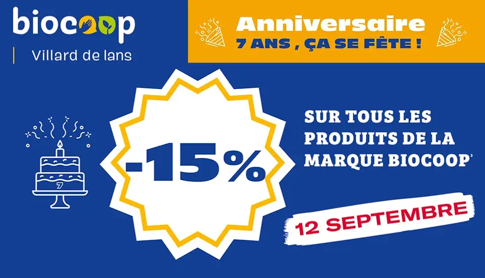 Anniversaire : -15% sur les produits Biocoop